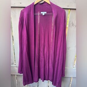 Cranberry Colored Open-Front Cardigan